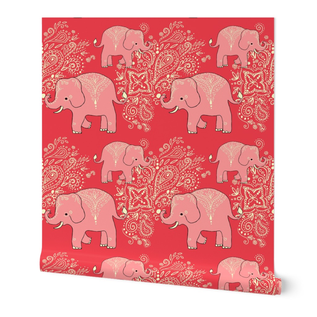Exotic elephants coral and peach