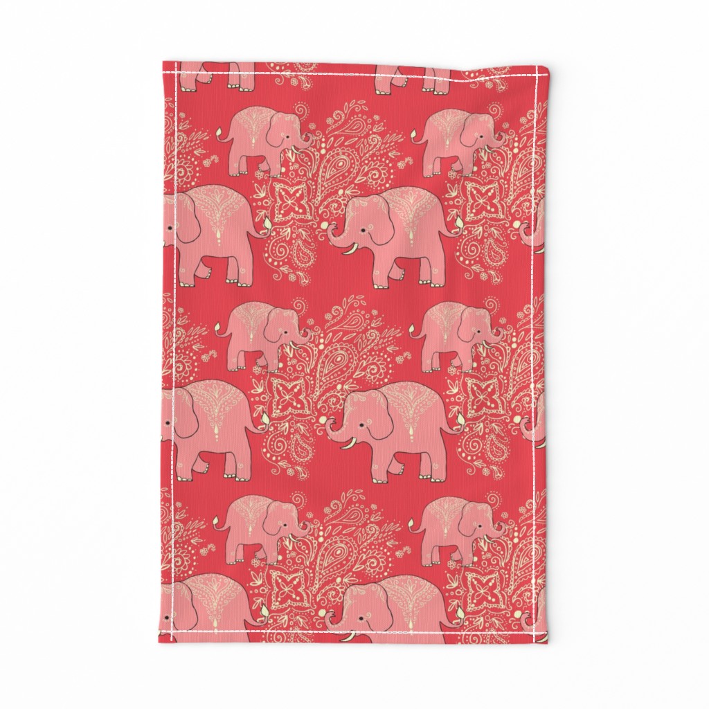 Exotic elephants coral and peach