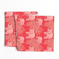 Exotic elephants coral and peach