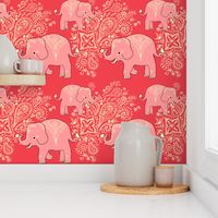 Exotic elephants coral and peach