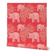 Exotic elephants coral and peach