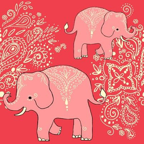 Exotic elephants coral and peach