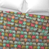 baby elephants and flamingos dark linen smaller