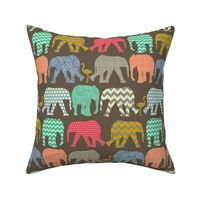 baby elephants and flamingos dark linen smaller