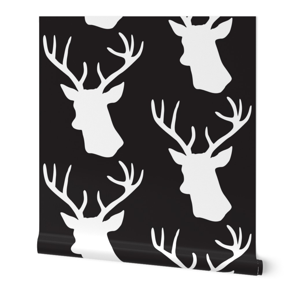 Black and White Stag Deer head pattern