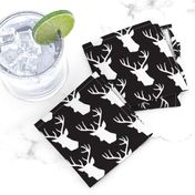 Black and White Stag Deer head pattern