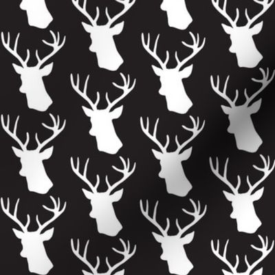 Black and White Stag Deer head pattern