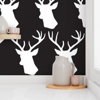 Black and White Stag Deer head pattern