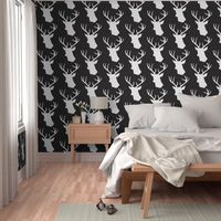 Black and White Stag Deer head pattern