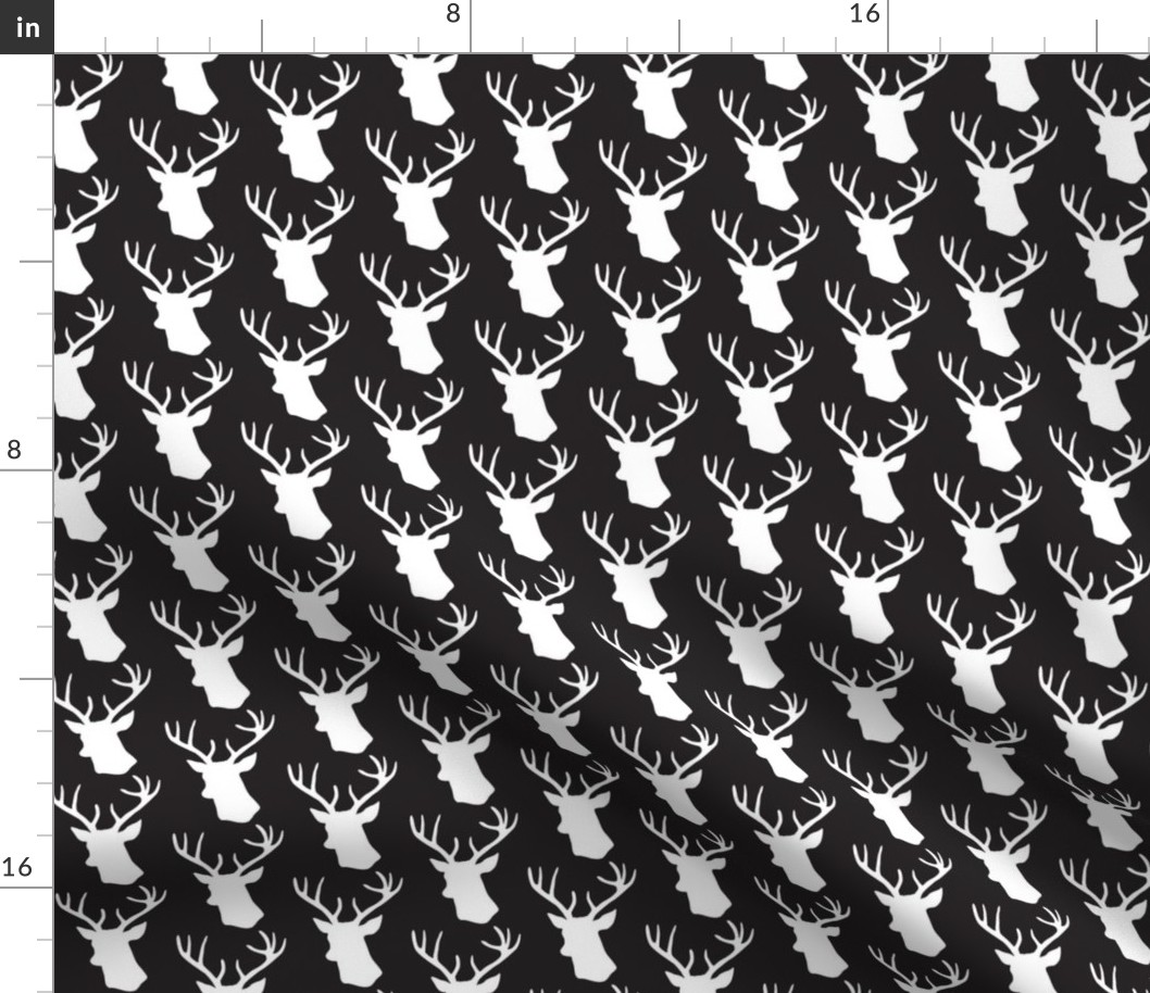 Black and White Stag Deer head pattern