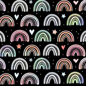 Colorful Watercolor Rainbow pattern on black