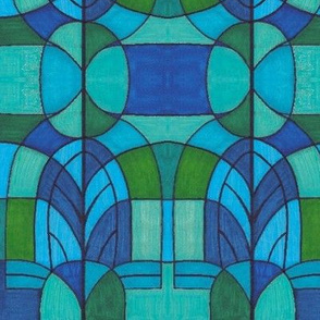 stained glass blue window