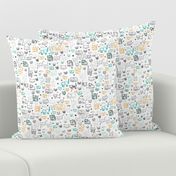 Cute doodle cats and kittens animal print for kids
