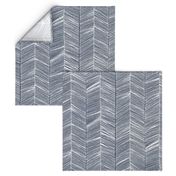 Herringbone White on Navy - Wallpaper