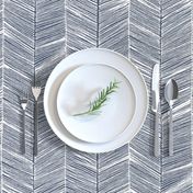 Herringbone White on Navy - Wallpaper