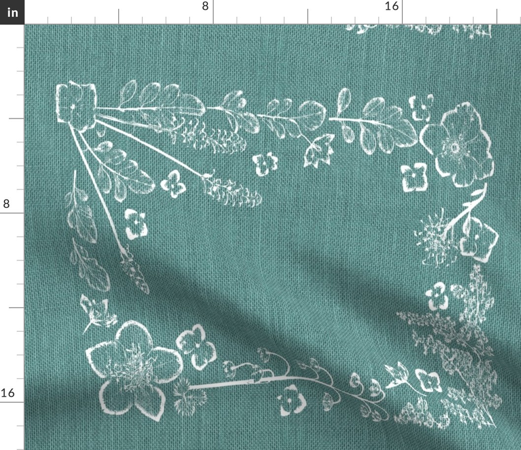 Teal Floral Border