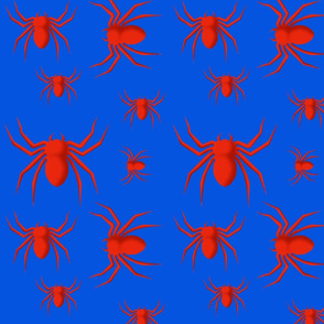 Red Spiders on Blue