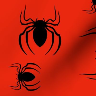 Black Spiders On Red