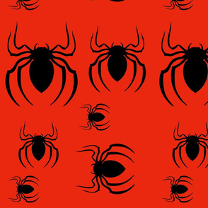 Black Spiders On Red