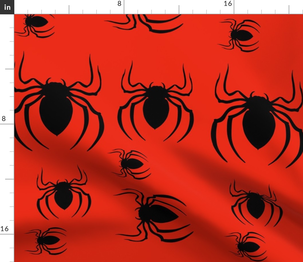 Black Spiders On Red