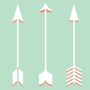 Mint and Coral Arrow - Mint, Coral, White