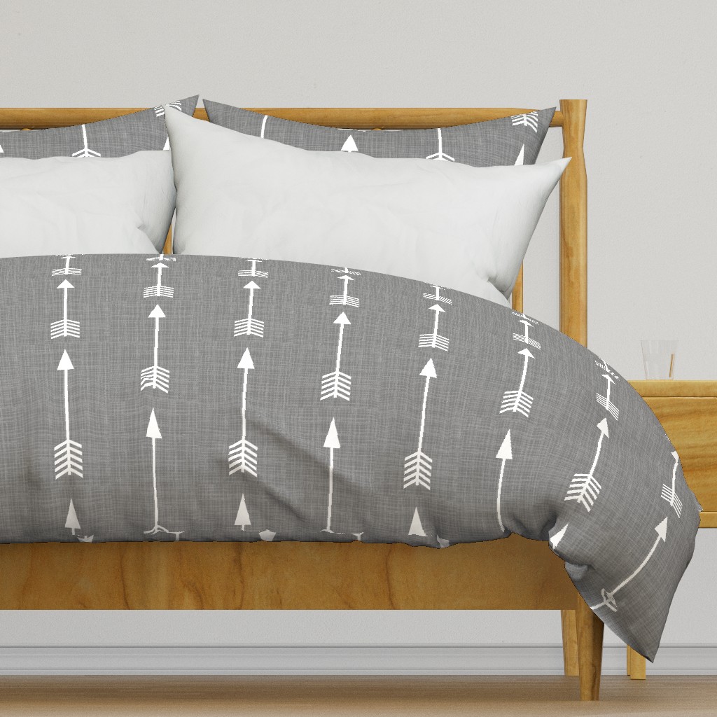 Arrows on Grey Linen - Grey Arrows