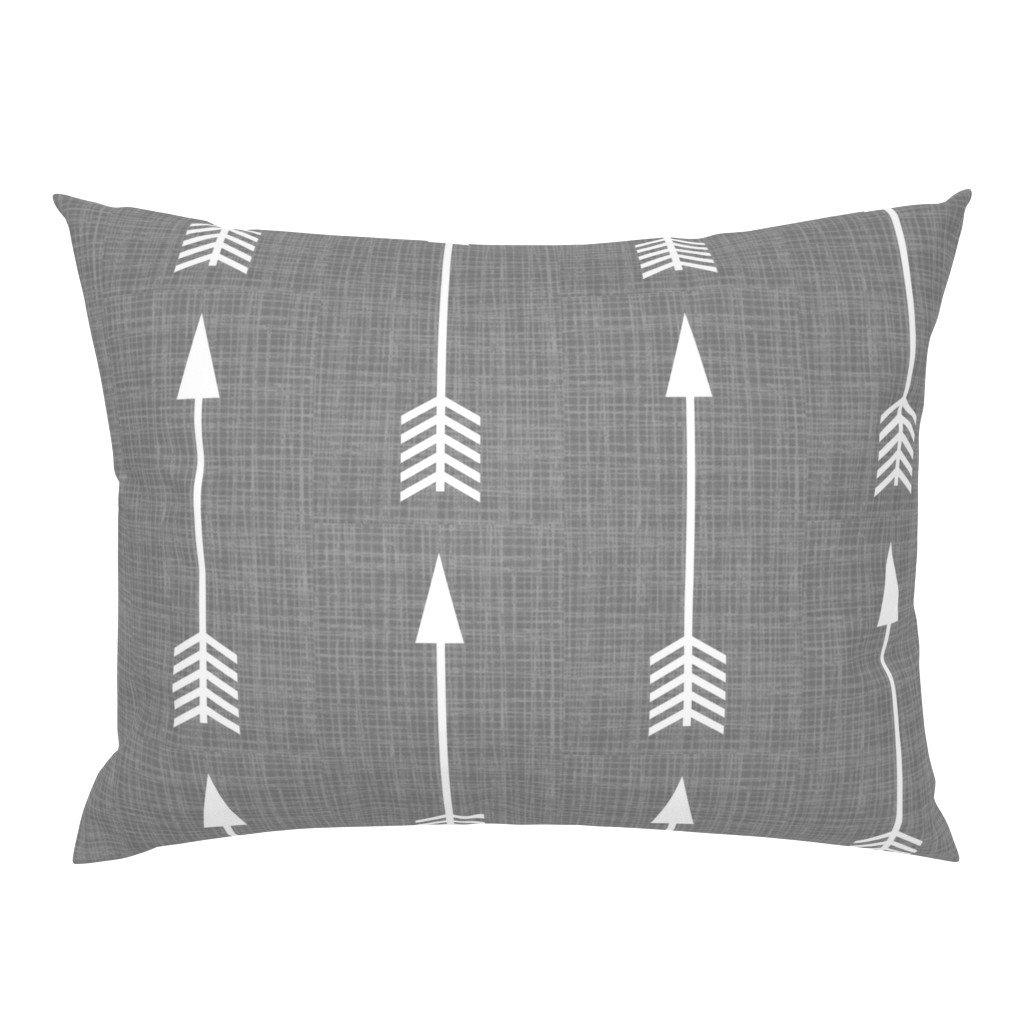 Arrows on Grey Linen - Grey Arrows