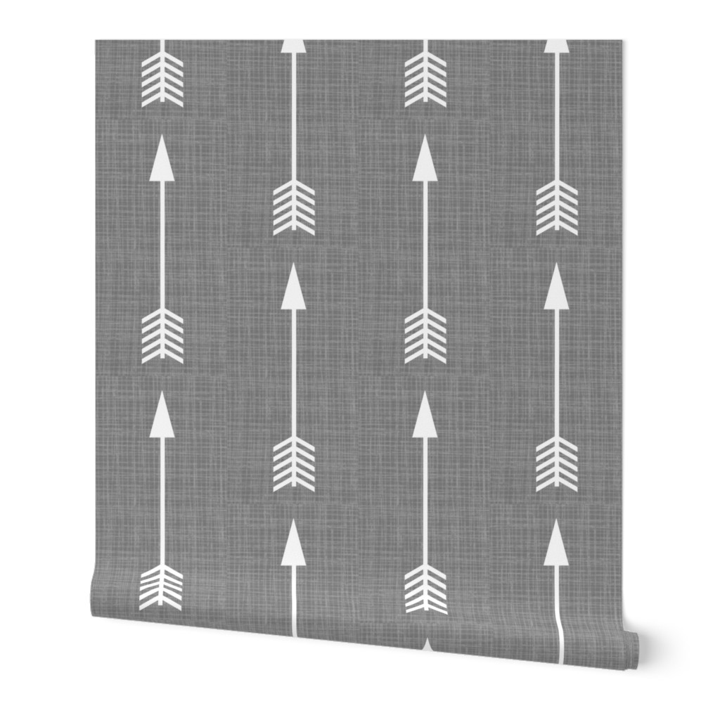 Arrows on Grey Linen - Grey Arrows