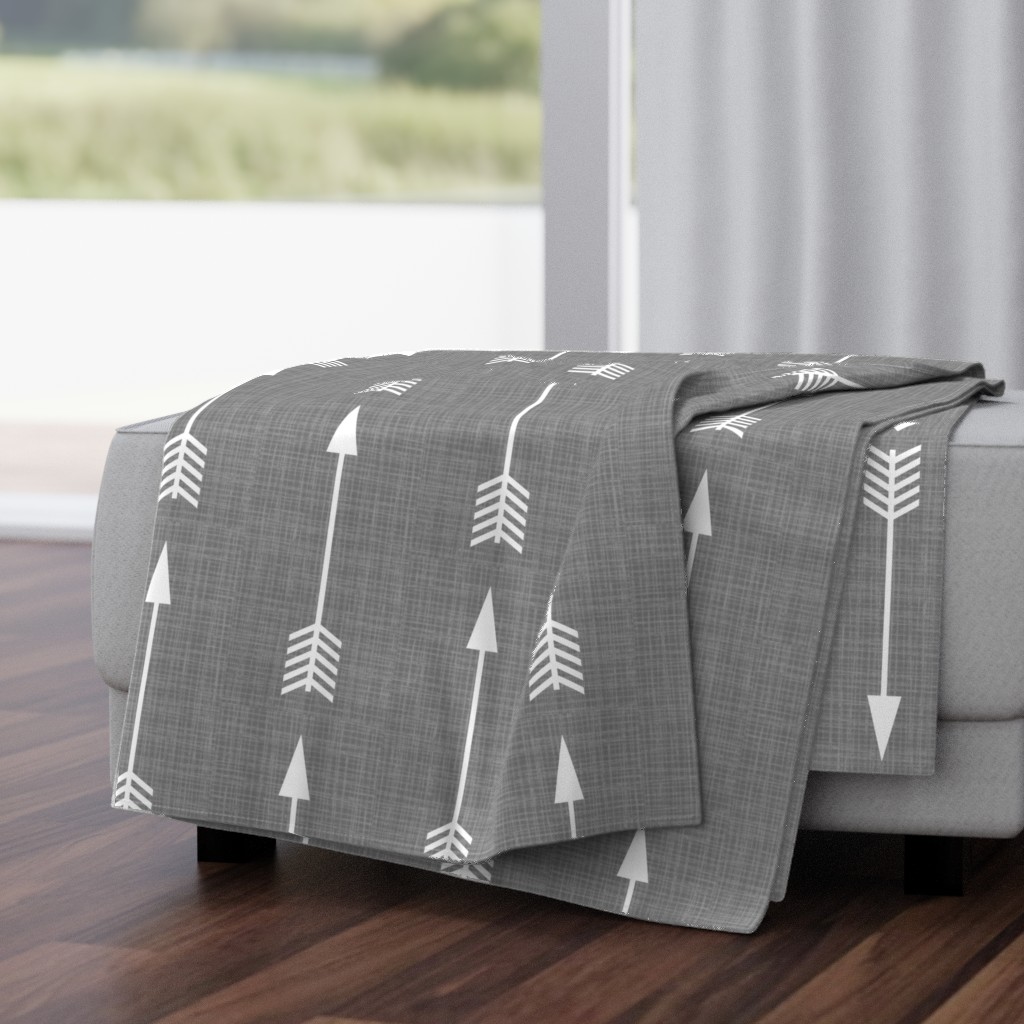 Arrows on Grey Linen - Grey Arrows