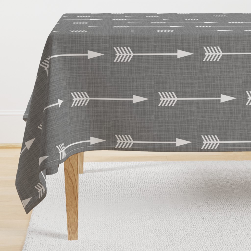 Arrows on Grey Linen - Grey Arrows