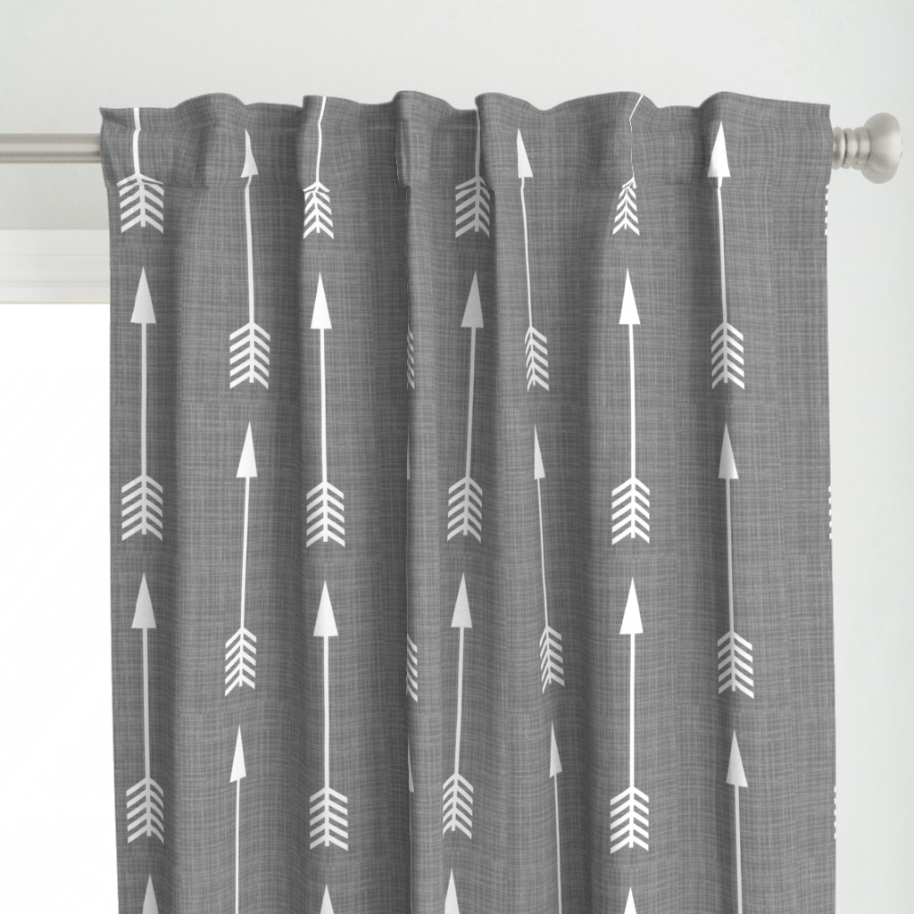 Arrows on Grey Linen - Grey Arrows