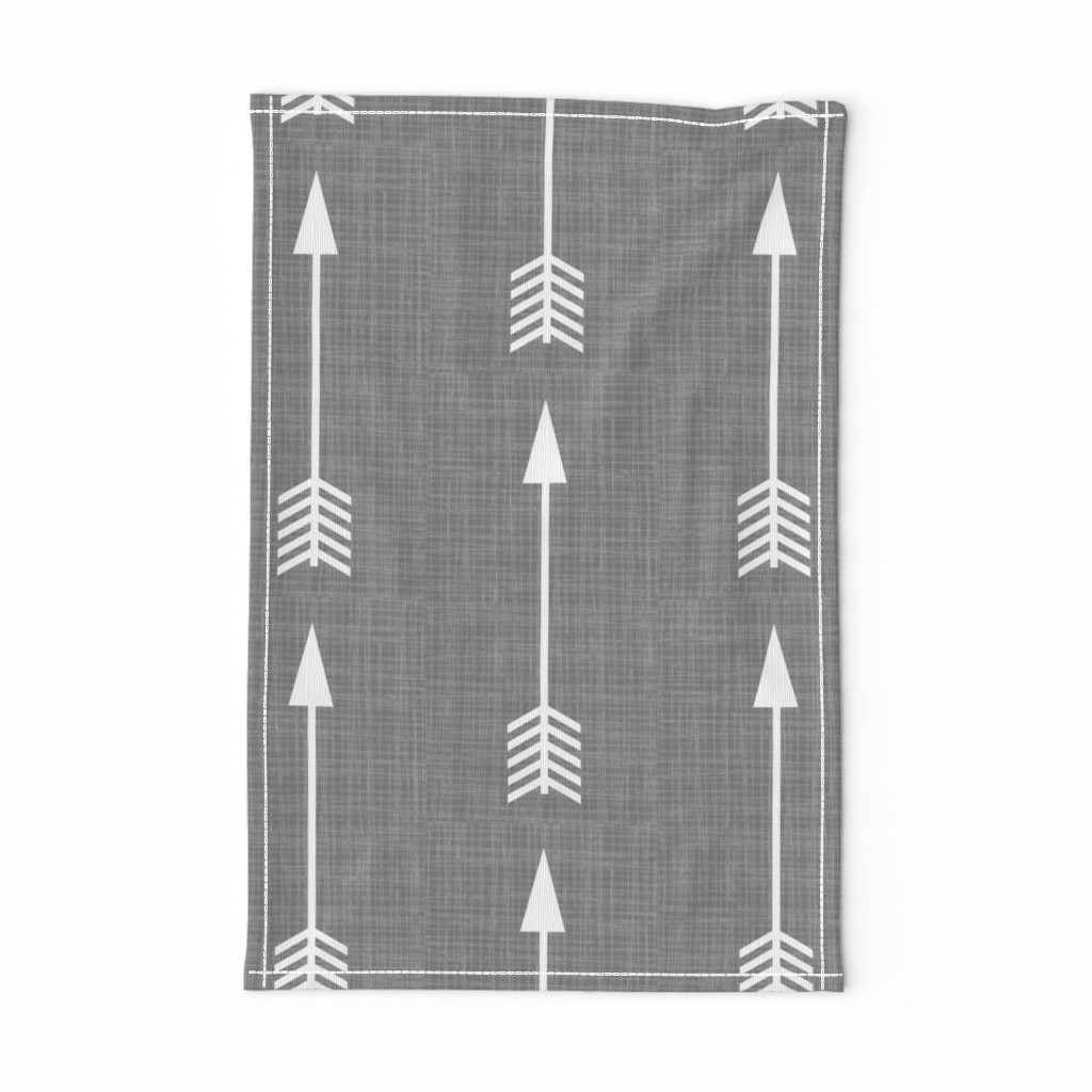 Arrows on Grey Linen - Grey Arrows