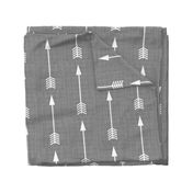 Arrows on Grey Linen - Grey Arrows