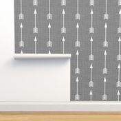 Arrows on Grey Linen - Grey Arrows