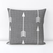 Arrows on Grey Linen - Grey Arrows