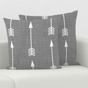 Arrows on Grey Linen - Grey Arrows