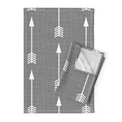 Arrows on Grey Linen - Grey Arrows