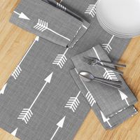 Arrows on Grey Linen - Grey Arrows