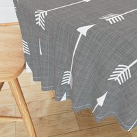 Arrows on Grey Linen - Grey Arrows