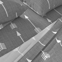 Arrows on Grey Linen - Grey Arrows