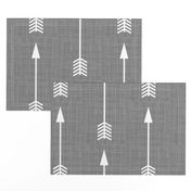 Arrows on Grey Linen - Grey Arrows