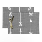 Arrows on Grey Linen - Grey Arrows