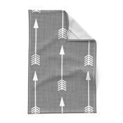 Arrows on Grey Linen - Grey Arrows