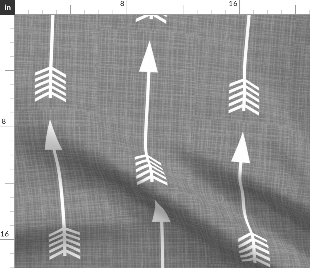 Arrows on Grey Linen - Grey Arrows