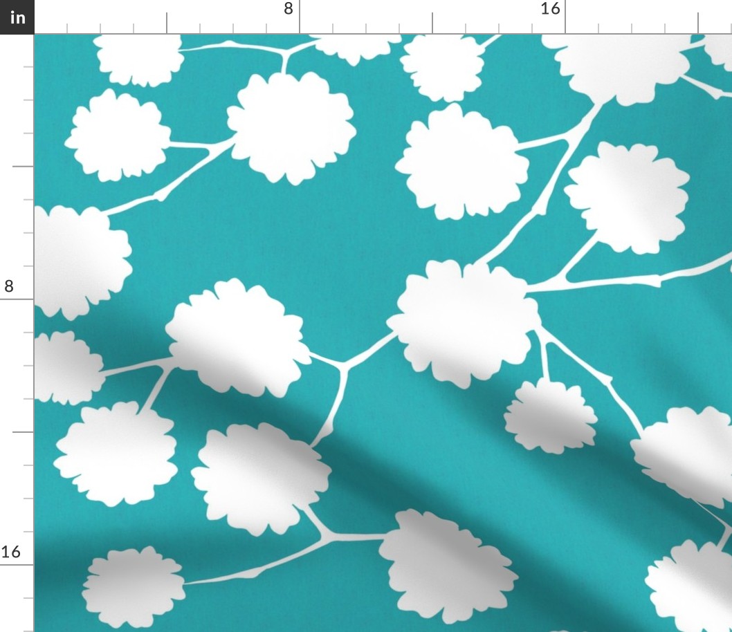 Blossoming - Teal - Reverse - large scale