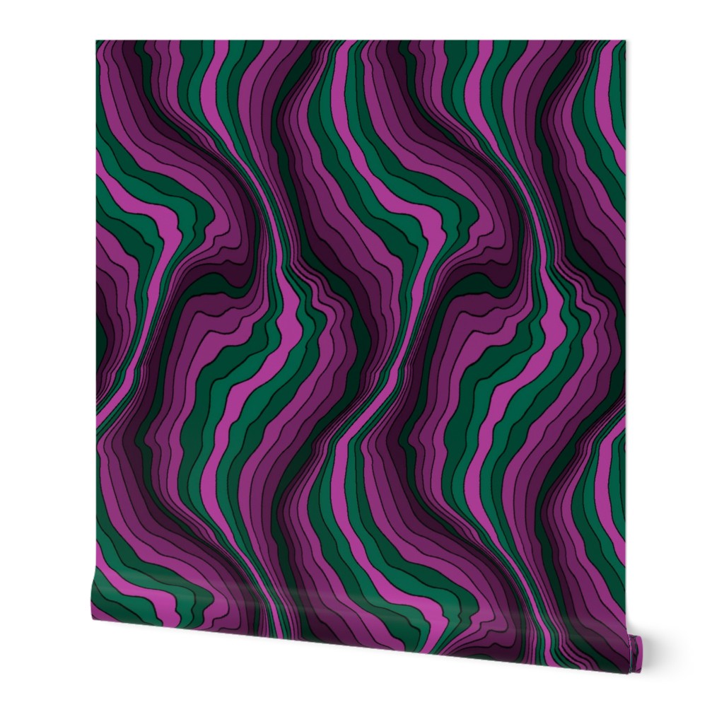 flowing wave - green pink