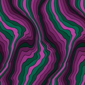 flowing wave - green pink