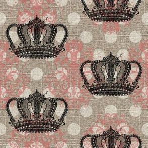 Crowned Damask N’ Dots in Pink