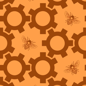 Bees And Gears in Orange & Brown