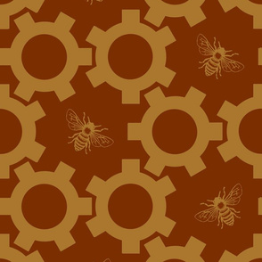 Bees And Gears in Red & Gold